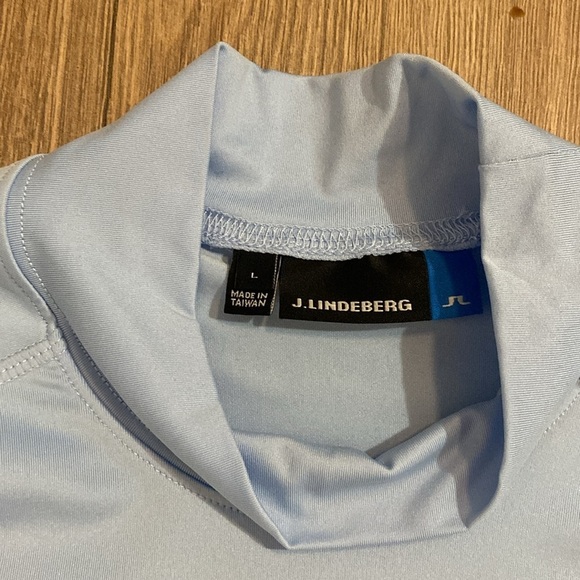 J.Lindeberg | Light Blue Mock Neck Long Sleeve Kate Compression Top | Large - Picture 4 of 6